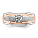 14k Two-tone White/Rose Gold Mens Satin Diamond Ring Mounting, Mounting Only - Sophia Jewelers