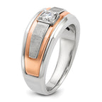 14k Two-tone White/Rose Gold Mens Satin 1/3 carat Diamond Complete Ring - Sophia Jewelers