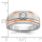 14k Two-tone White/Rose Gold Mens Satin 1/3 carat Diamond Complete Ring - Sophia Jewelers