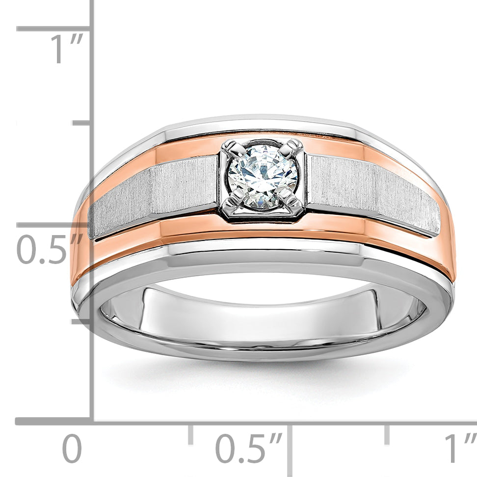14k Two-tone White/Rose Gold Mens Satin Diamond Ring Mounting, Mounting Only - Sophia Jewelers