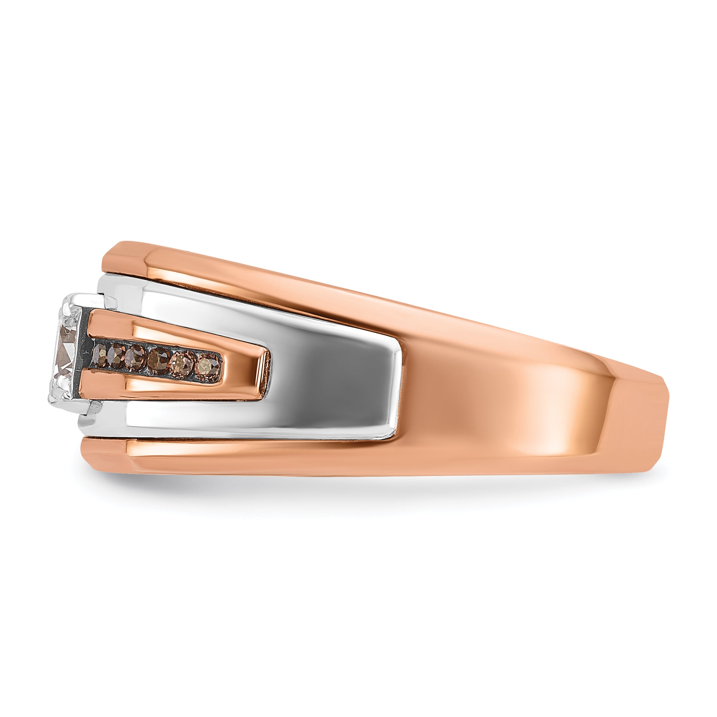 14k Two-tone White/Rose Gold Mens 1/2 carat Black/White Diamond Complete Ring - Sophia Jewelers