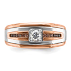 14k Two-tone White/Rose Gold Mens Diamond Ring Mounting, Mounting Only - Sophia Jewelers