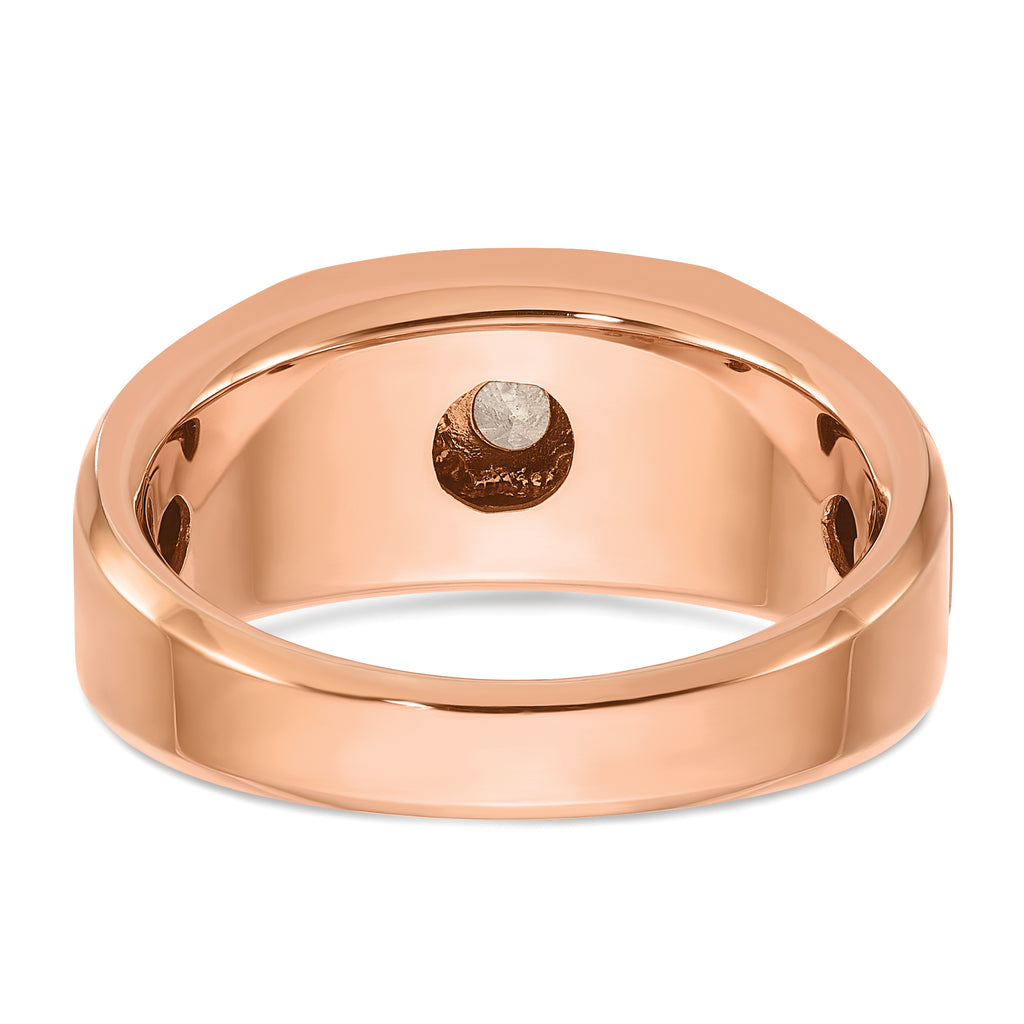 14k Two-tone White/Rose Gold Mens 1/2 carat Black/White Diamond Complete Ring - Sophia Jewelers