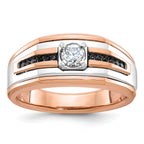 14k Two-tone White/Rose Gold Mens 1/2 carat Black/White Diamond Complete Ring - Sophia Jewelers