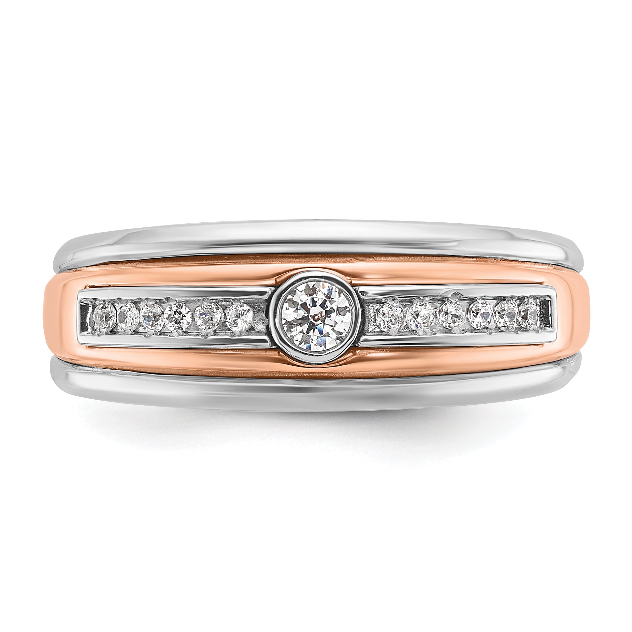 10k Two-tone White/Rose Gold Men's Diamond Complete Ring
