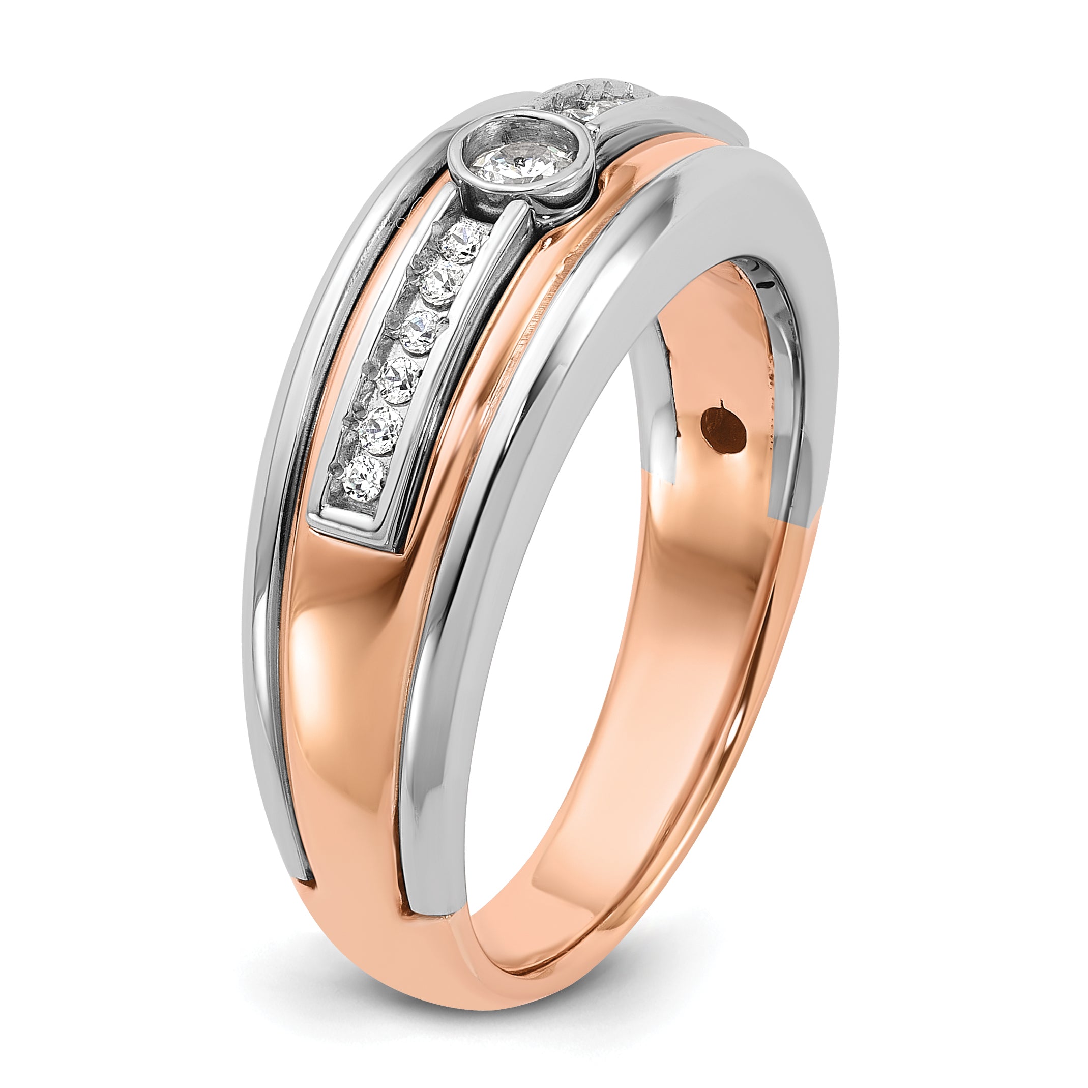 10k Two-tone White/Rose Gold Men's Diamond Complete Ring