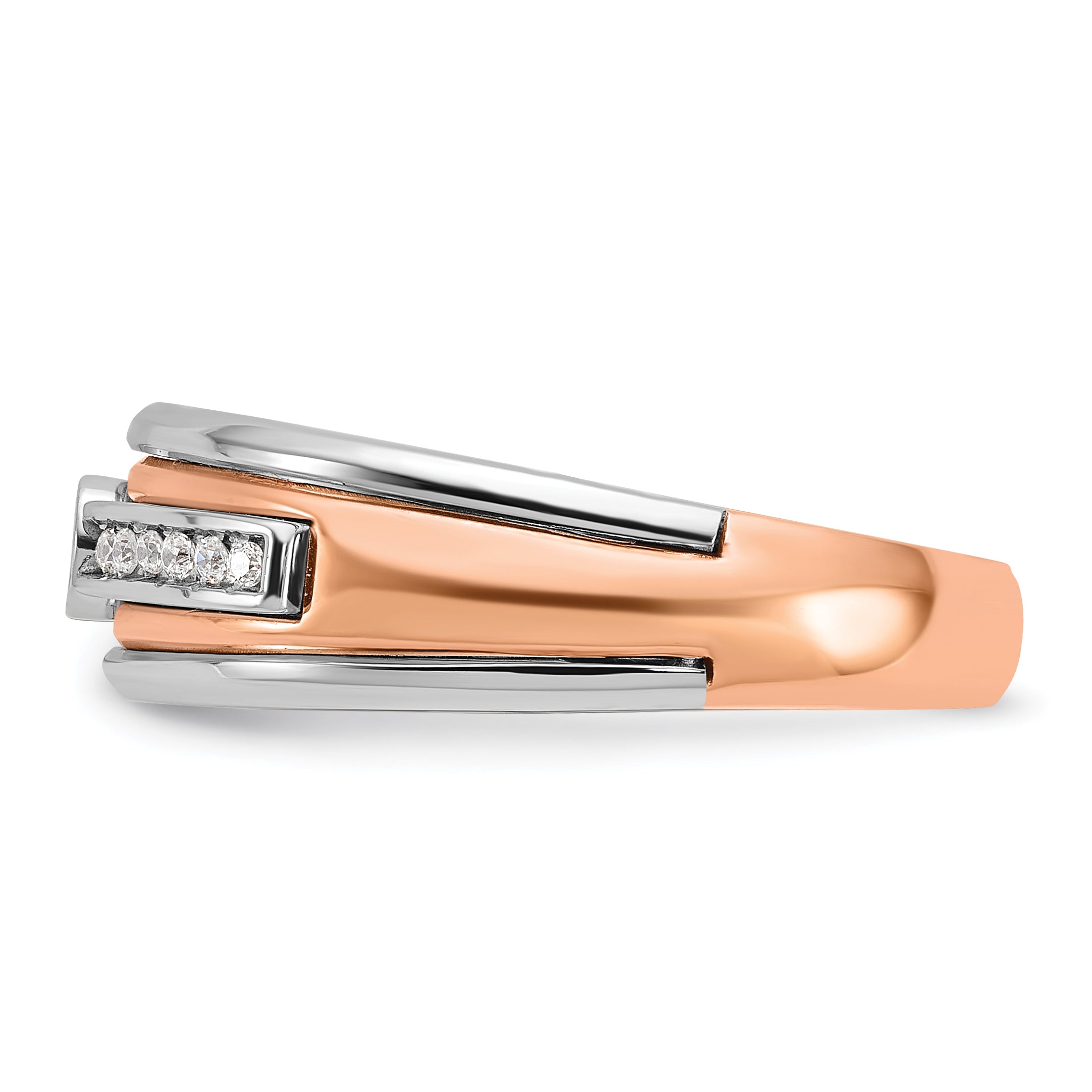 14k Two-tone White/Rose Gold Mens 1/5 carat Diamond Complete Ring - Sophia Jewelers