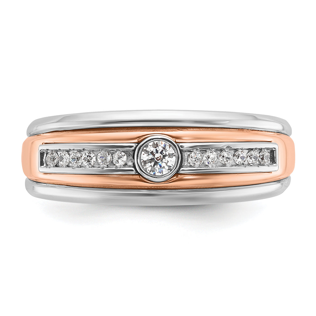 14k Two-tone White/Rose Gold Mens 1/5 carat Diamond Complete Ring - Sophia Jewelers