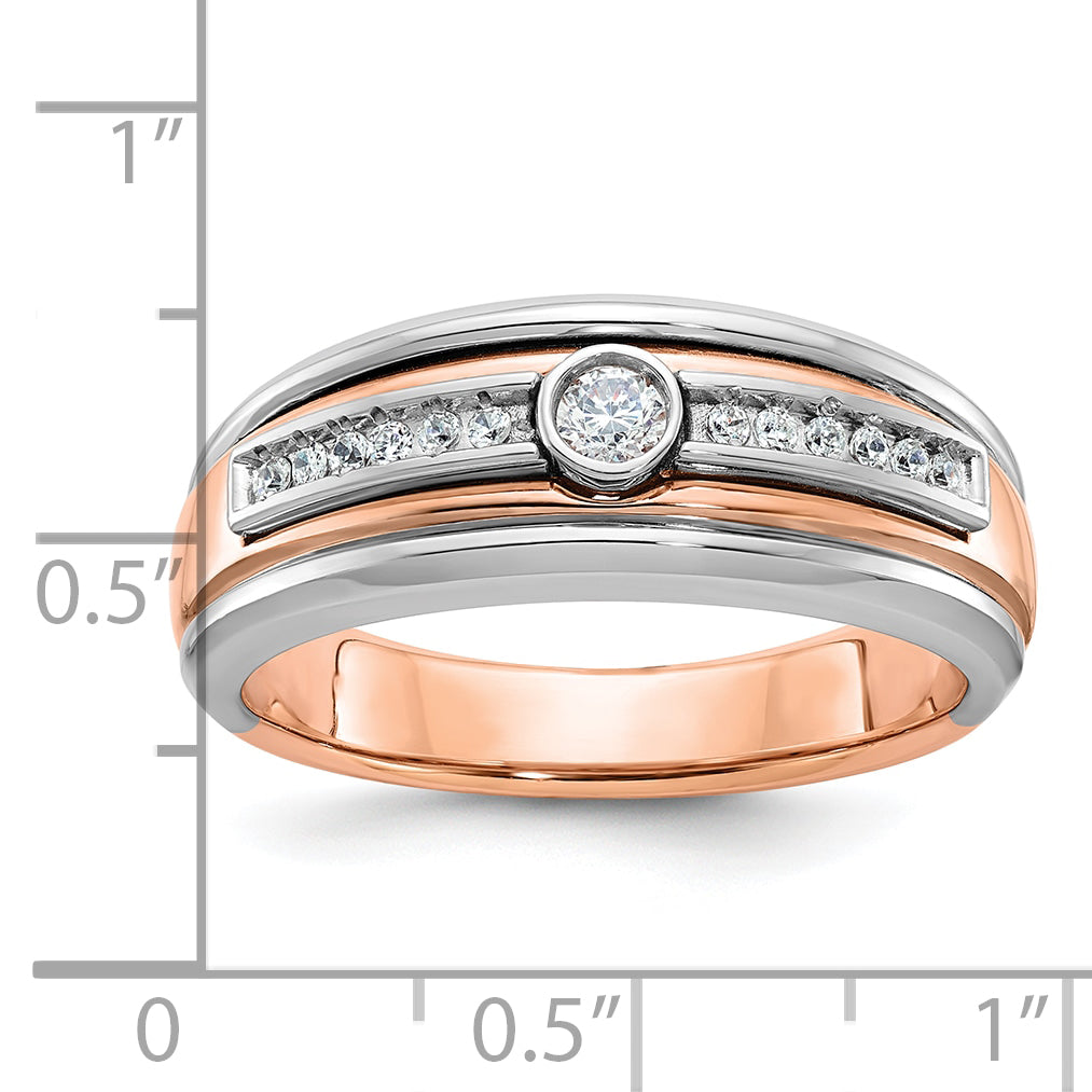 14k Two-tone White/Rose Gold Mens Diamond Ring Mounting, Mounting Only - Sophia Jewelers
