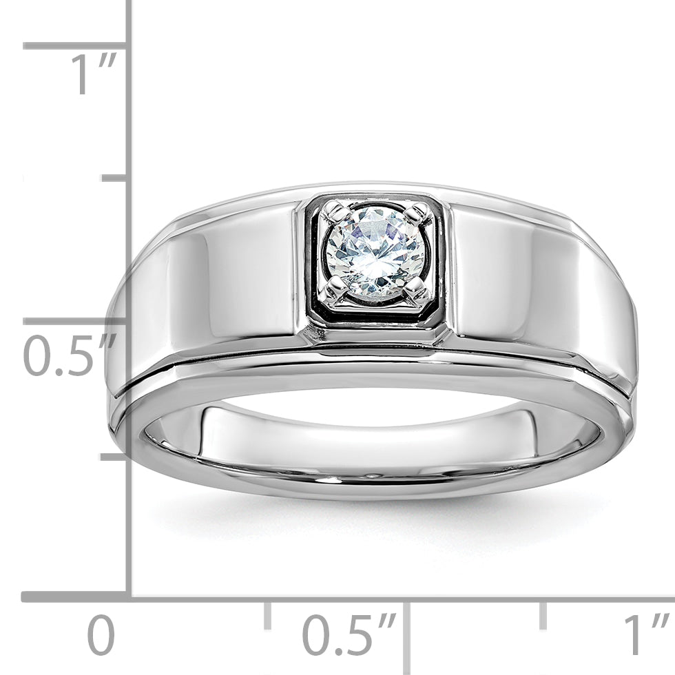 14k White Gold Mens 1/3 carat Diamond Complete Ring - Sophia Jewelers