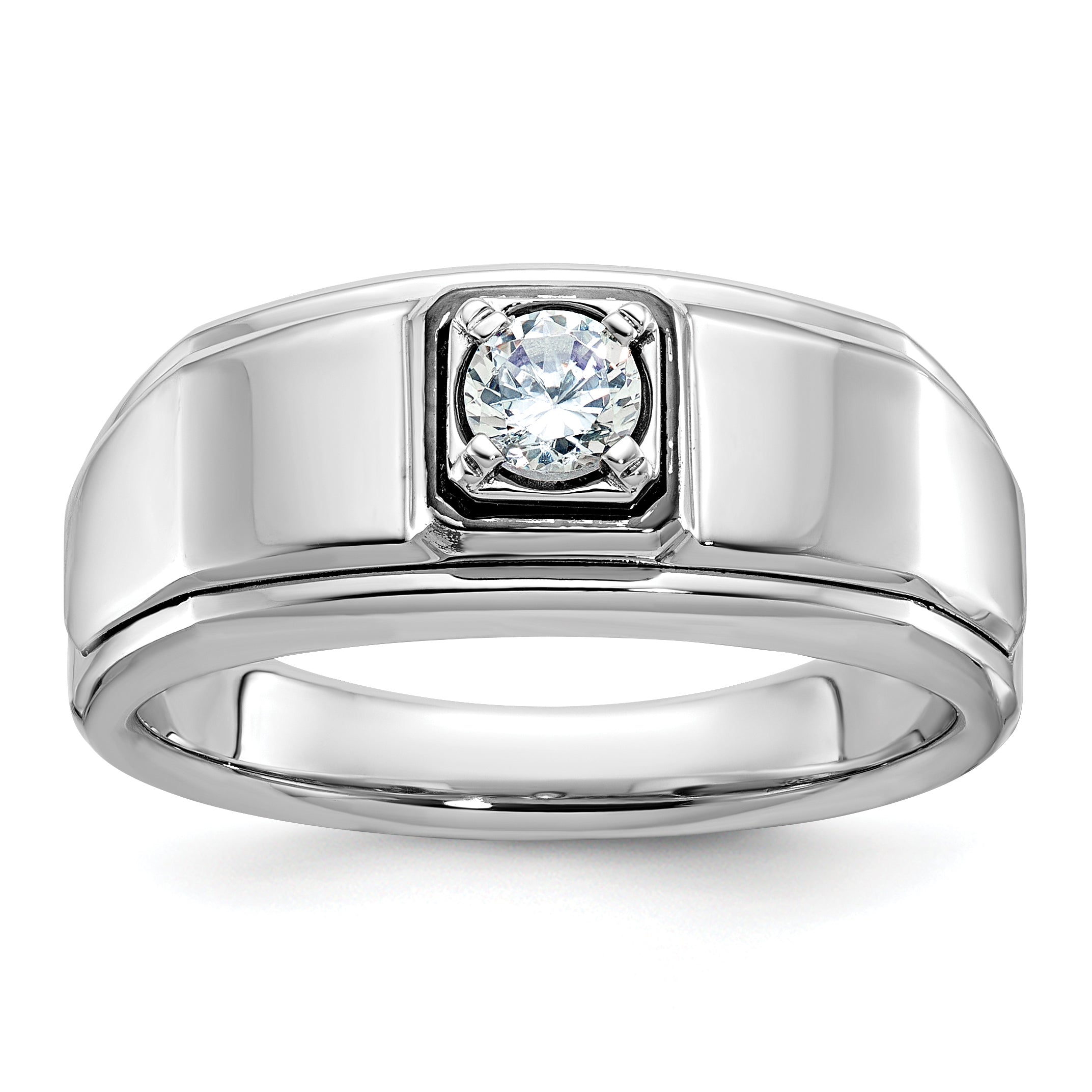 14k White Gold Mens 1/3 carat Diamond Complete Ring - Sophia Jewelers Main image