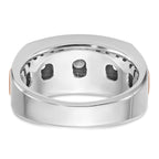 14k White and Rose Gold Men's Polished and Grooved 5-Stone Ring Mounting, Mounting Only - Sophia Jewelers