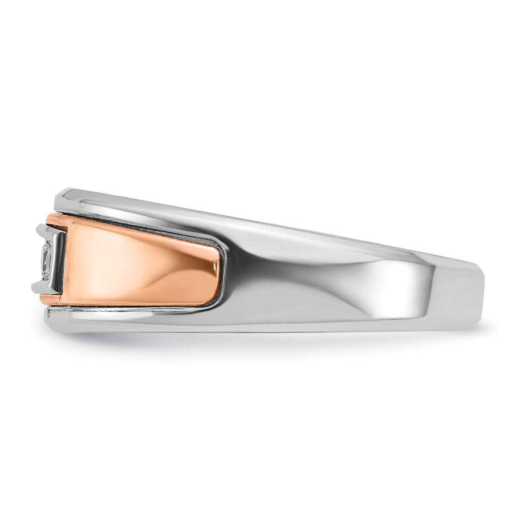 14k White and Rose Gold Men's Polished 5-Stone Ring Mounting, Mounting Only - Sophia Jewelers