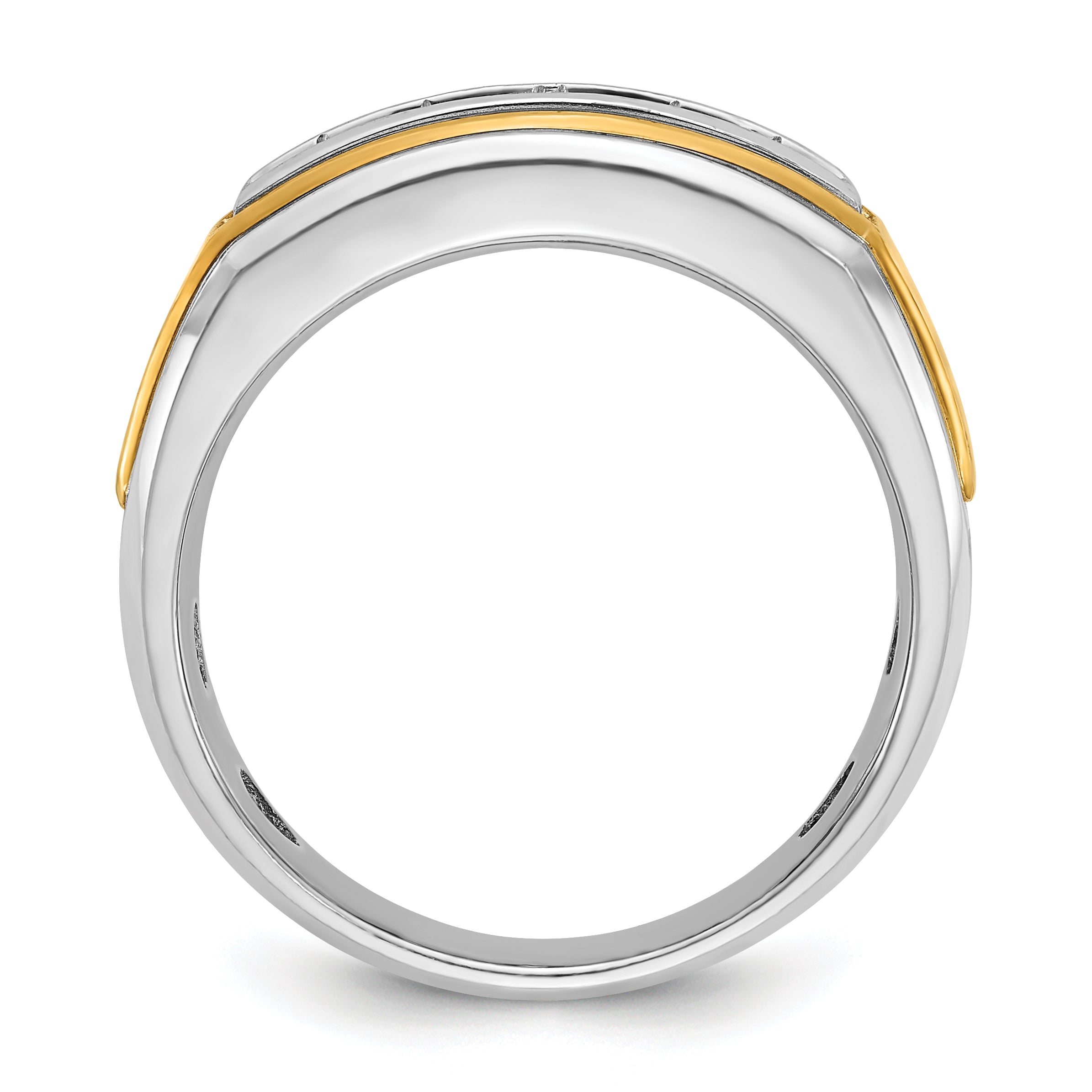10k Two-tone Men's Polished 5-Stone 1/2 Carat A Quality Diamond Ring