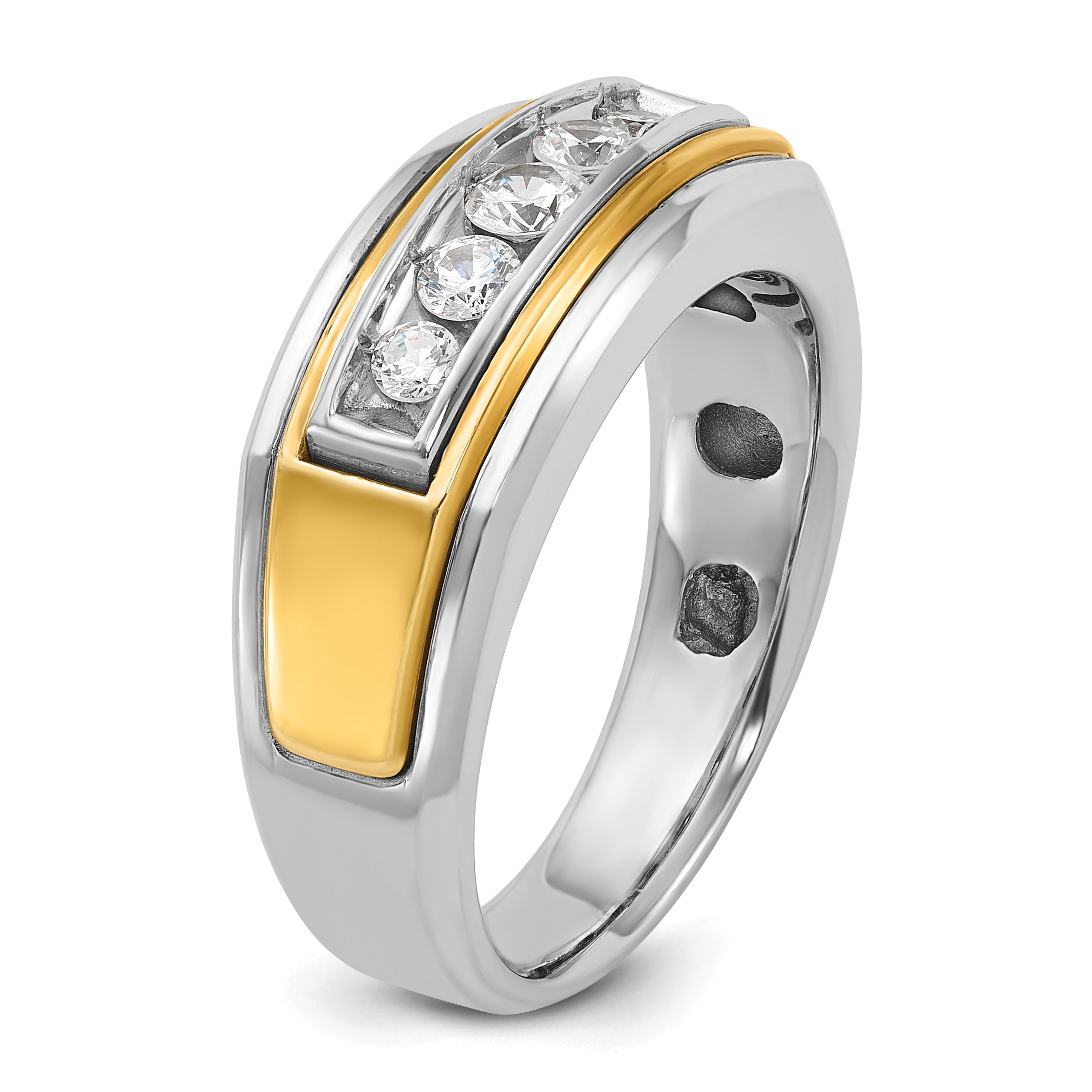 10k Two-tone Men's Polished 5-Stone 1/2 Carat A Quality Diamond Ring