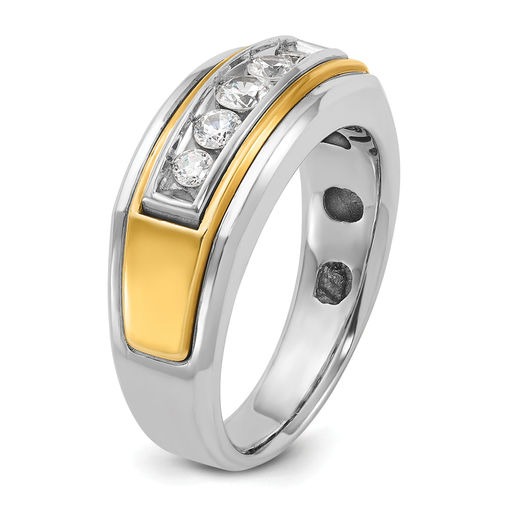 10k Two-tone Men's Polished 5-Stone 1/2 Carat A Quality Diamond Ring