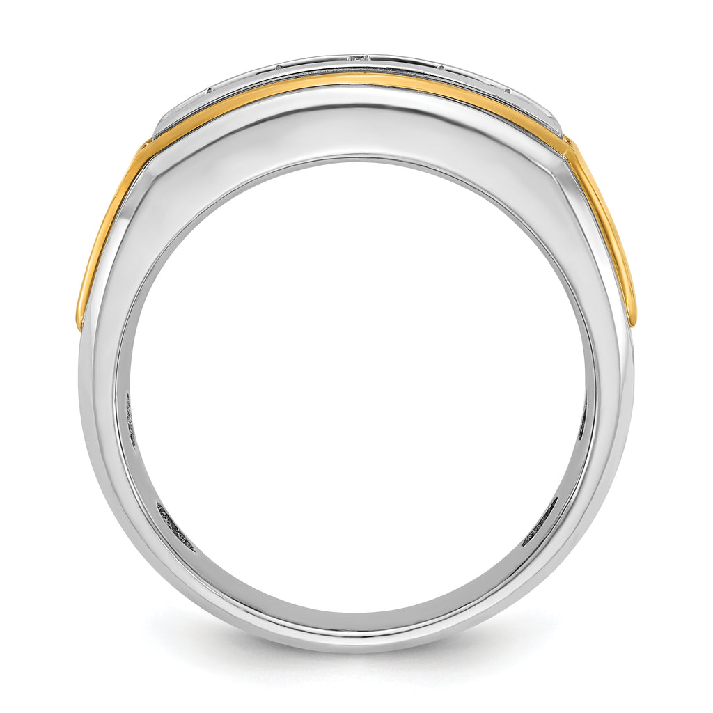 14k Two-tone Mens Polished 5-Stone Ring Mounting, Mounting Only - Sophia Jewelers