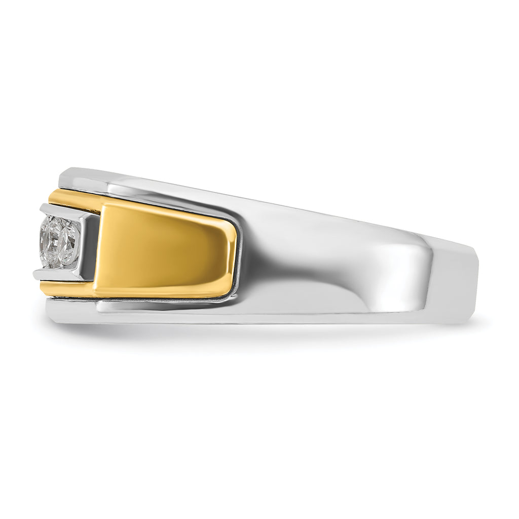 14k Two-tone Mens Polished 5-Stone Ring Mounting, Mounting Only - Sophia Jewelers