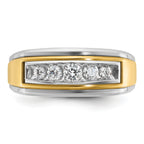 14k Two-tone Mens Polished 5-Stone Ring Mounting, Mounting Only - Sophia Jewelers
