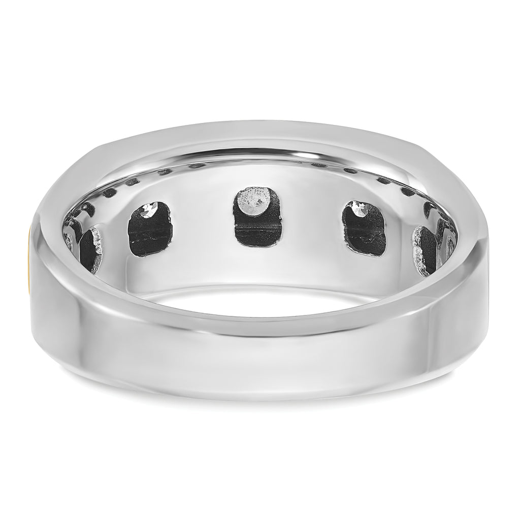 14k Two-tone Mens Polished 5-Stone Ring Mounting, Mounting Only - Sophia Jewelers