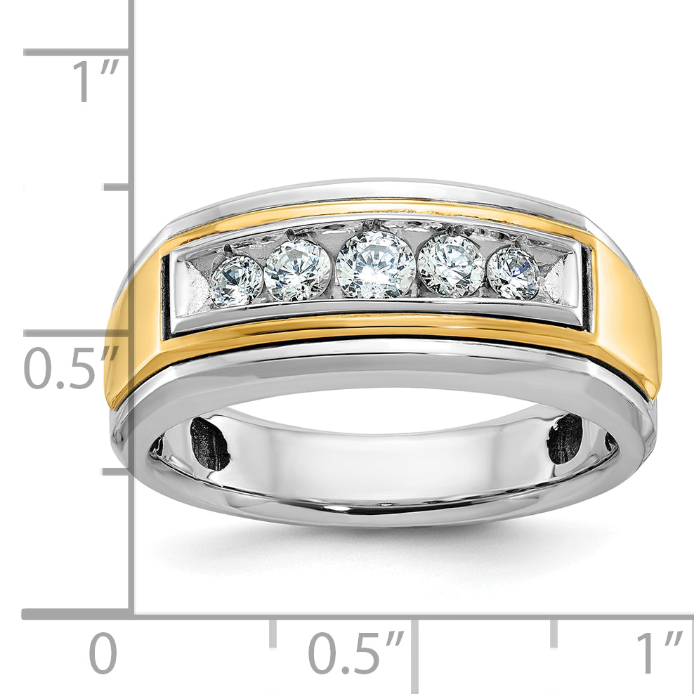 14k Two-tone Men's Polished 5-Stone 1/2 Carat AA Quality Diamond Ring - Sophia Jewelers