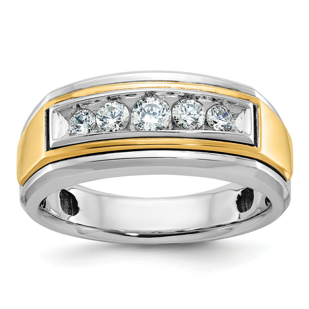 14k Two-tone Men's Polished 5-Stone 1/2 Carat AA Quality Diamond Ring - Sophia Jewelers