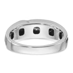 14k White Gold with Black Rhodium Mens Polished Satin and Grooved 5-Stone 1/4 Carat AA Diamond Ring - Sophia Jewelers
