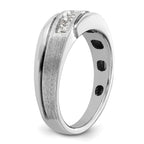 14k White Gold Polished Satin and Grooved 5-Stone Mens Ring Mounting, Mounting Only - Sophia Jewelers