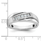 14k White Gold Polished Satin and Grooved 5-Stone Mens Ring Mounting, Mounting Only - Sophia Jewelers