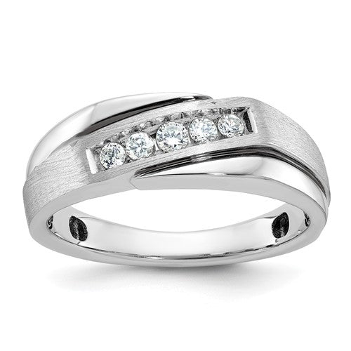 Men's Lab-Grown Diamond Grooved Ring in 14K White Gold (1/4 ct. tw.), Size 10 - Sophia Jewelers Main image