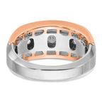 10k White and Rose Gold Men's Polished Satin and Cut-Out 5-Stone 1 Carat A Quality Diamond Ring