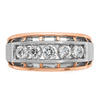 14k White and Rose Gold Men's Polished Satin and Cut-Out 5-Stone Ring Mounting, Mounting Only - Sophia Jewelers