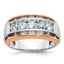 14k White and Rose Gold Men's Polished Satin and Cut-Out 5-Stone 1 Carat AA Quality Diamond Ring - Sophia Jewelers