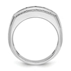 10k White Gold Men's Polished and Satin 3-Row 1 1/4 Carat A Quality Diamond Ring