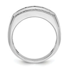 10k White Gold Men's Polished and Satin 3-Row 1 1/4 Carat A Quality Diamond Ring
