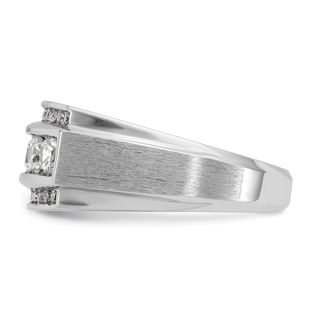 14k White Gold Mens Polished and Satin 3-Row Ring Mounting, Mounting Only - Sophia Jewelers