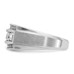 14k White Gold Mens Polished and Satin 3-Row Ring Mounting, Mounting Only - Sophia Jewelers
