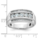 14k White Gold Mens Polished and Satin 3-Row Ring Mounting, Mounting Only - Sophia Jewelers
