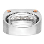 14k White and Rose Gold Men's Polished Satin and Grooved 5-Stone Ring Mounting, Mounting Only - Sophia Jewelers