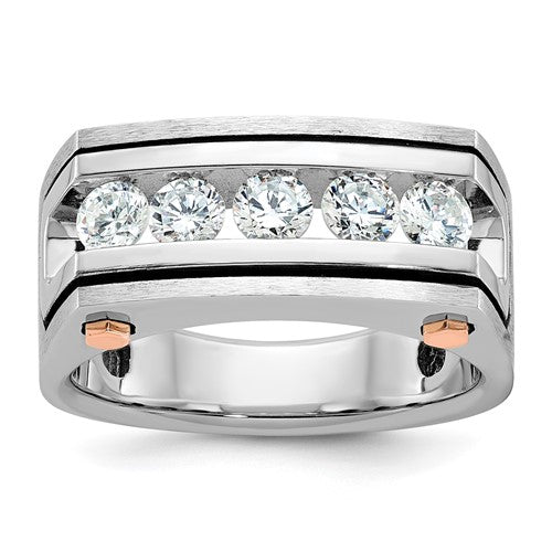 Men's Five-Stone Lab-Grown Diamond Ring in 14K Two-Tone Gold, 3.7mm (1 ct. tw.), Size 10 - Sophia Jewelers Main image
