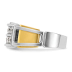 14k Two-tone Mens Polished and Cut-Out 2-Row Ring Mounting, Mounting Only - Sophia Jewelers