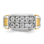 14k Two-tone Mens Polished and Cut-Out 2-Row Ring Mounting, Mounting Only - Sophia Jewelers
