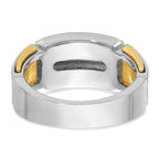 14k Two-tone Mens Polished and Cut-Out 2-Row Ring Mounting, Mounting Only - Sophia Jewelers