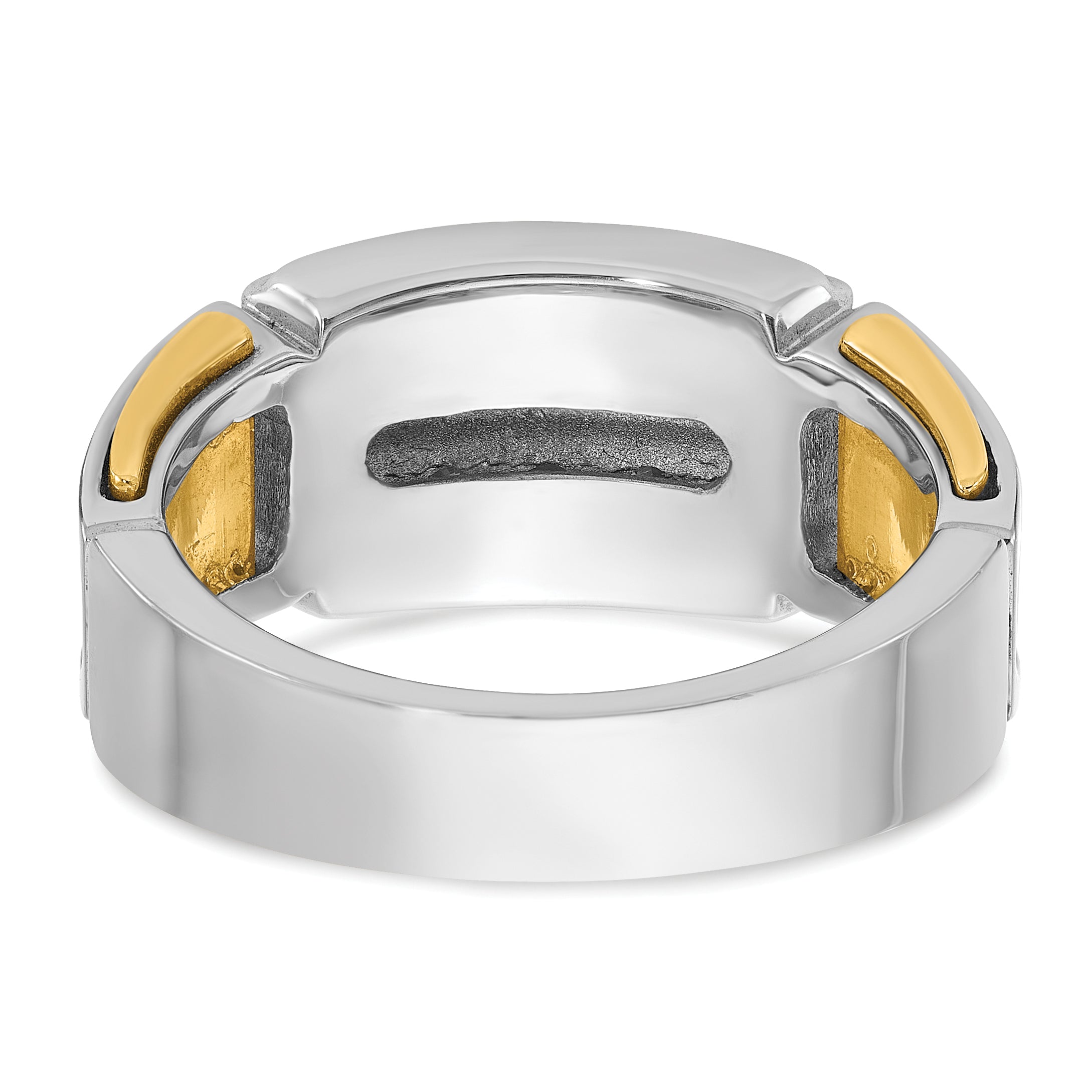 14k Two-tone Men's Polished and Cut-Out 2-Row 1 Carat AA Quality Diamond Ring - Sophia Jewelers