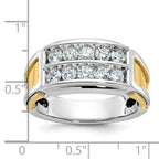 14k Two-tone Mens Polished and Cut-Out 2-Row Ring Mounting, Mounting Only - Sophia Jewelers