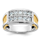14k Two-tone Men's Polished and Cut-Out 2-Row 1 Carat AA Quality Diamond Ring - Sophia Jewelers