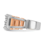 14k White and Rose Gold Men's Polished and Cut-Out 2-Row 1 Carat AA Quality Diamond Ring - Sophia Jewelers