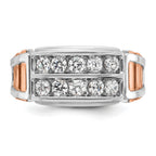 14k White and Rose Gold Men's Polished and Cut-Out 2-Row Ring Mounting, Mounting Only - Sophia Jewelers