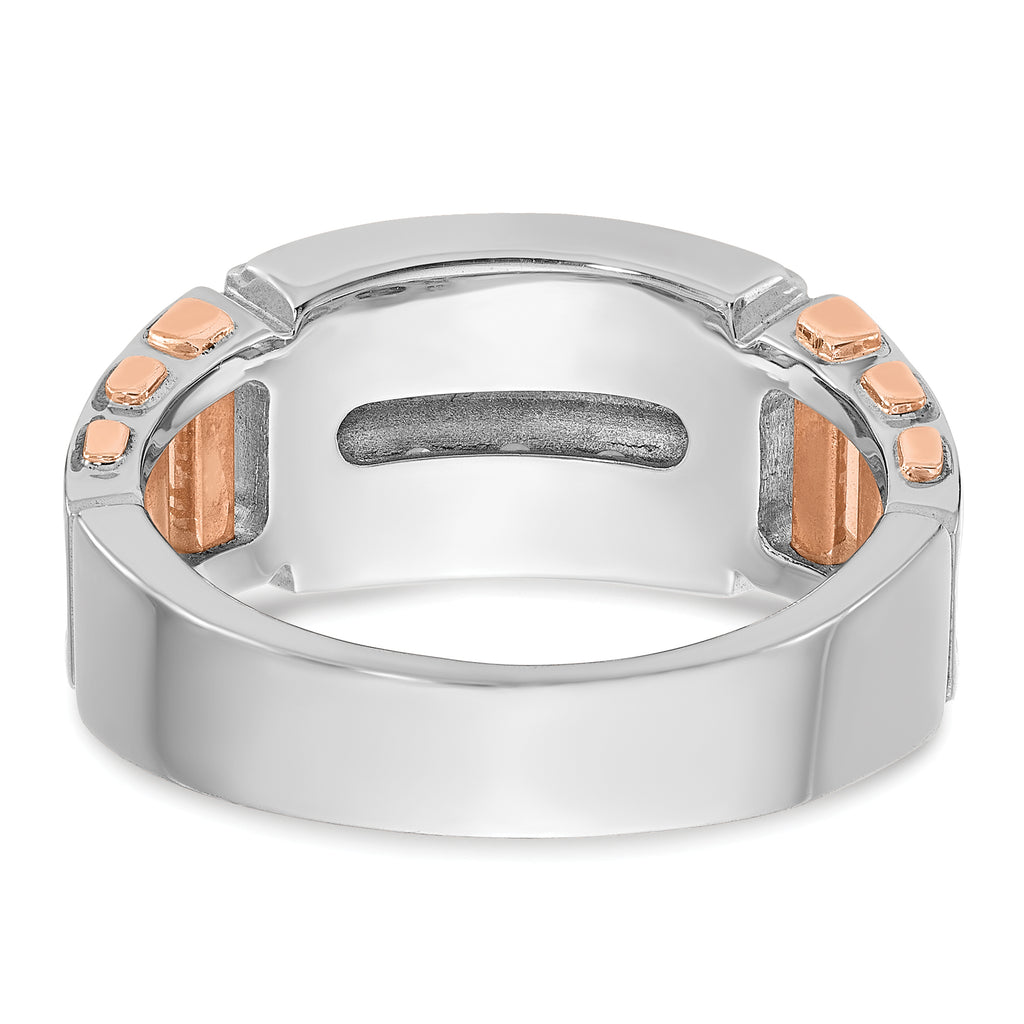 14k White and Rose Gold Men's Polished and Cut-Out 2-Row Ring Mounting, Mounting Only - Sophia Jewelers