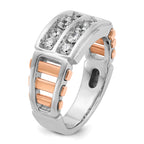 14k White and Rose Gold Men's Polished and Cut-Out 2-Row 1 Carat AA Quality Diamond Ring - Sophia Jewelers